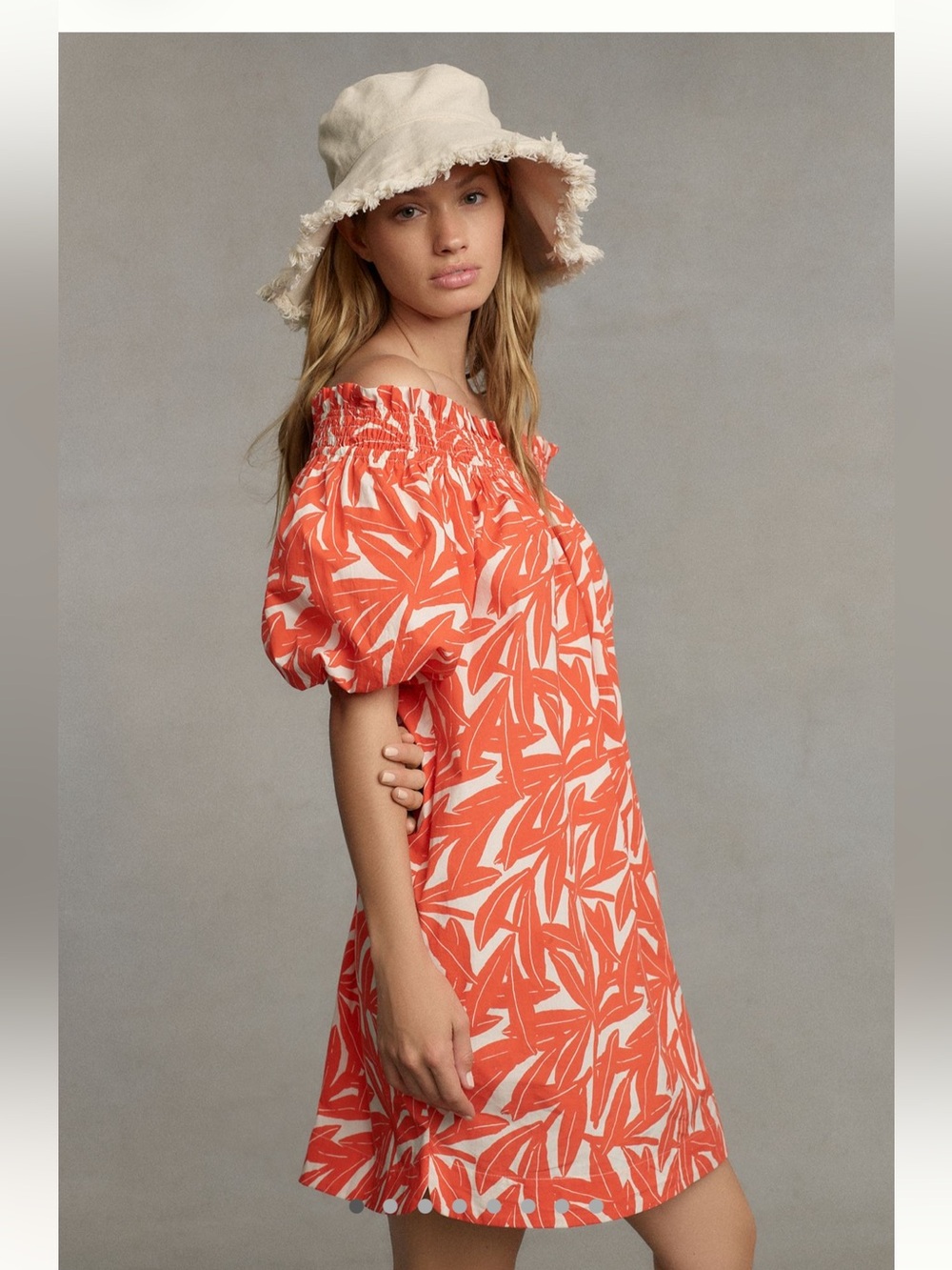 Anthropologie Whit Two Banana Leaf Off Shoulder Dress
